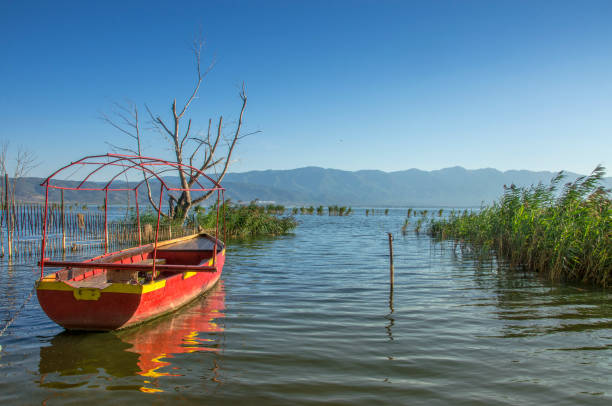 istock Macedonia - Dojran Lake - Red boat 1225843662
