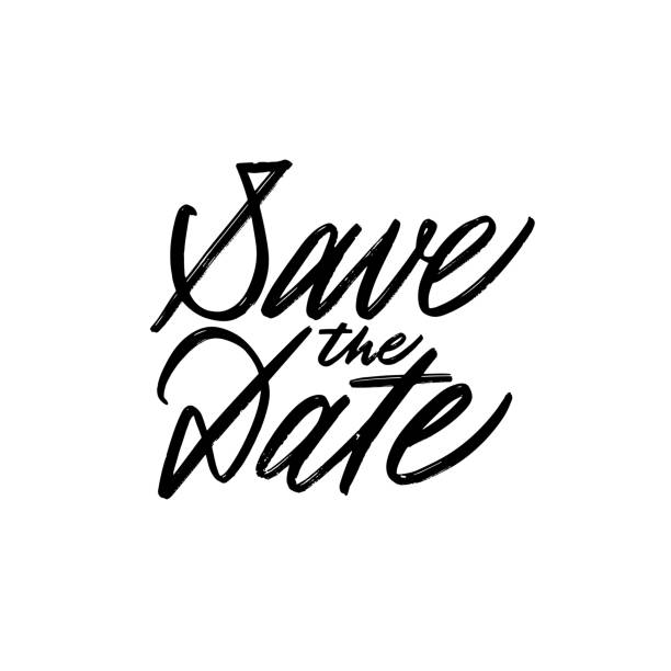 Save the date hand written inscription. Vectorised calligraphy for wedding invitations Save the date hand written inscription. Vectorised calligraphy for wedding invitations and other designs. save the date font stock illustrations