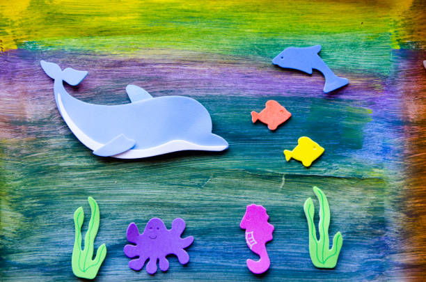Marine life in foam stickers