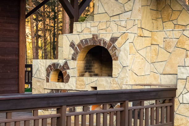 istock Traditional Russian stove with stone trim 1225849216