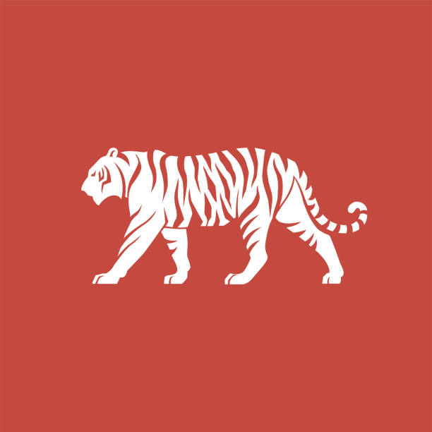 tiger side wiew logo znak sylwetka emblemat ilustracja wektorowa - tiger stock illustrations