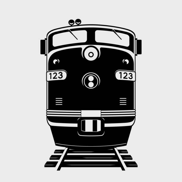 illustrazioni stock, clip art, cartoni animati e icone di tendenza di icona del treno vettoriale. sagoma di locomotiva - diesel locomotive