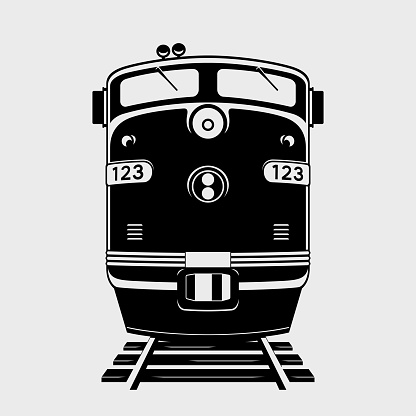 Train icon. Silhouette of locomotive. Vector illustration