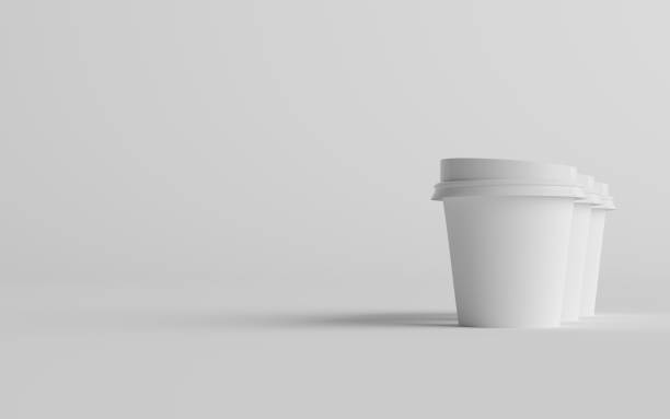 istock 4 oz. Single Wall Paper Espresso  Coffee Cup Mockup with White Lid - Three Cups 1225860002