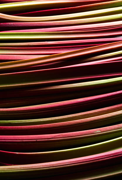 Rhubarb on a rustic wooden table