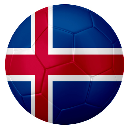 A football or soccer ball in the colors of the flag of Iceland