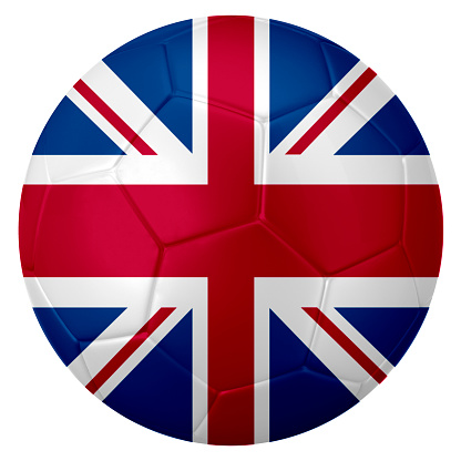 A football or soccer ball in the colors of the flag of England