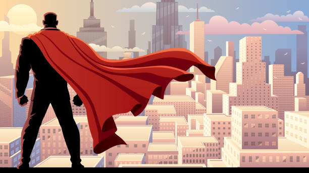 슈퍼 실업가 시계 의 날 - heroes superhero business men stock illustrations