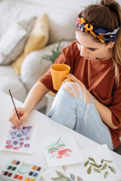 istock Hobby leisure female artist painting workshop 1225868189