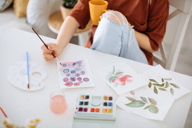 istock Hobby leisure female artist painting workshop 1225868342