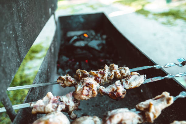 istock Fresh juicy pickled meat on hot coals. 1225868765