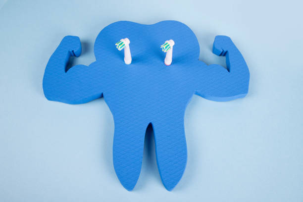 istock Blue  tooth with  toothbrush heads 1225872647