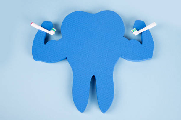 istock Blue  tooth with  toothbrush heads 1225872880
