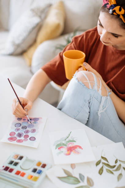 istock Hobby leisure female artist painting workshop 1225873702