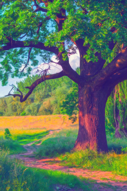 istock Oil landscape painting 1225874385