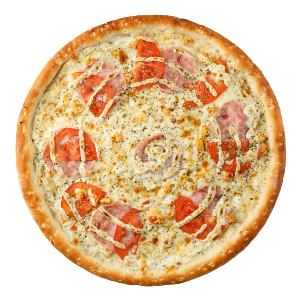 istock Delicious classic italian Pizza with ham, tomatoes and cheese 1225874828