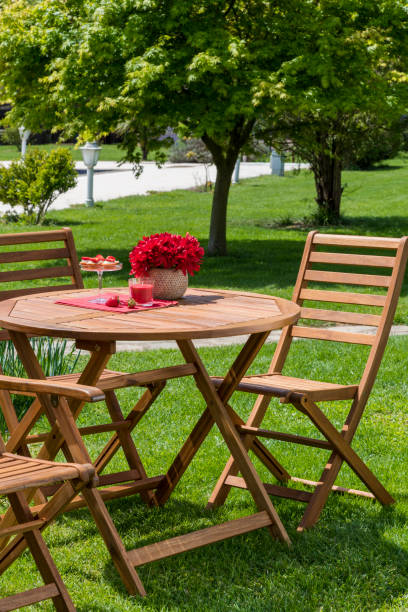 istock Snack on wooden table in springtime 1225876615