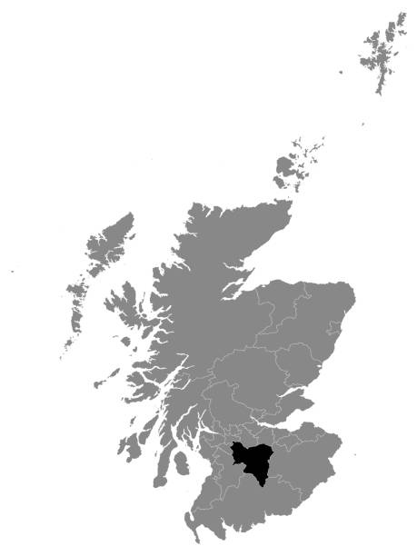사우스 래너크셔 의회 지역의 위치 지도 - lanarkshire stock illustrations