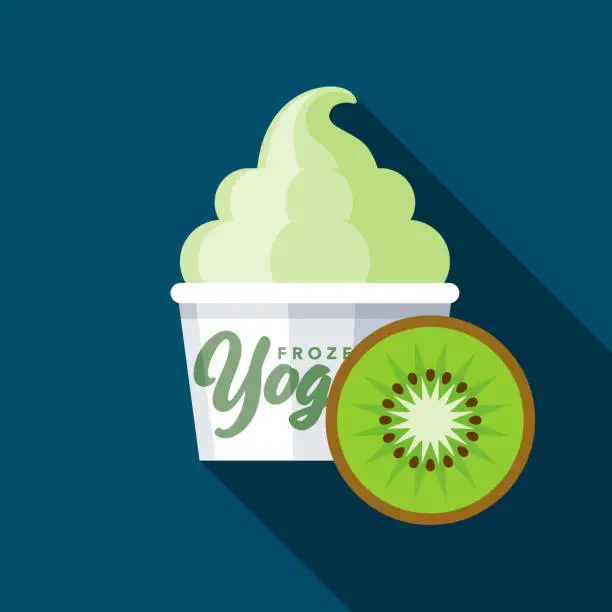 Vector illustration of Kiwi Frozen Yogurt Flavor Icon