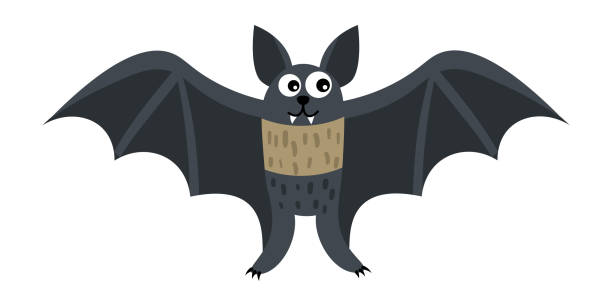 ilustrações, clipart, desenhos animados e ícones de desenho animado morcego feliz em estilo plano isolado em fundo branco. ilustração vetorial. - bat cartoon halloween wing