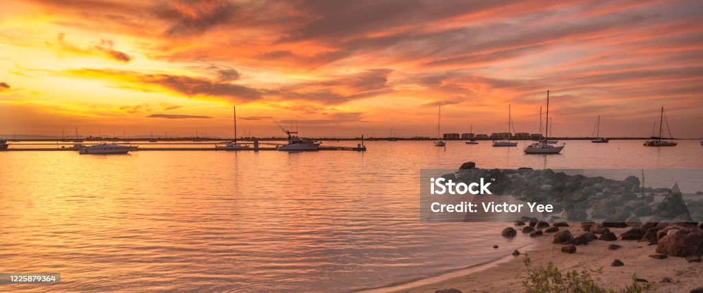 Malecon of La Paz Mexico Sunset in La Paz bay by the sea of cortes in the Baja California State. MEXICO La Paz - Mexico Stock Photo