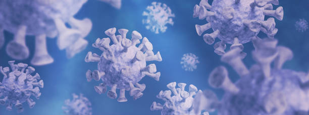 istock 3d Illustration template on dangerous SARS epidemic, coronavirus Covid-19 that causes respiratory infections, Sars-CoV-2. Conceptual virus horizontal background, banner. 1225886338