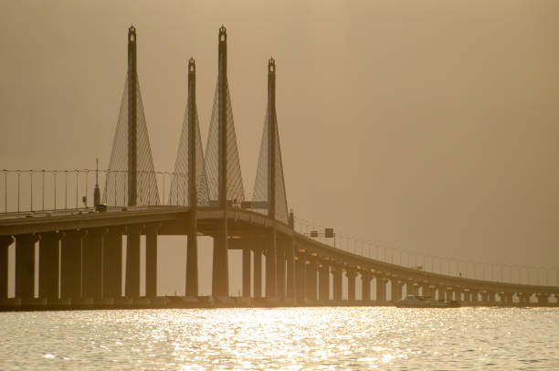 istock Magnificent architecture main span of Penang second bridge in morning. 1225889455