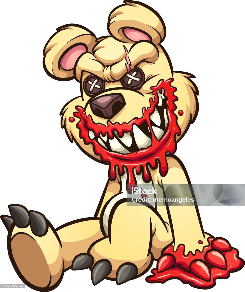 Creepy Teddy Bear Stock Illustration - Download Image Now - Teddy Bear, Evil,  Cartoon - iStock