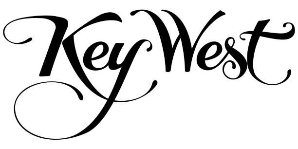 Key West - custom calligraphy text vector art illustration