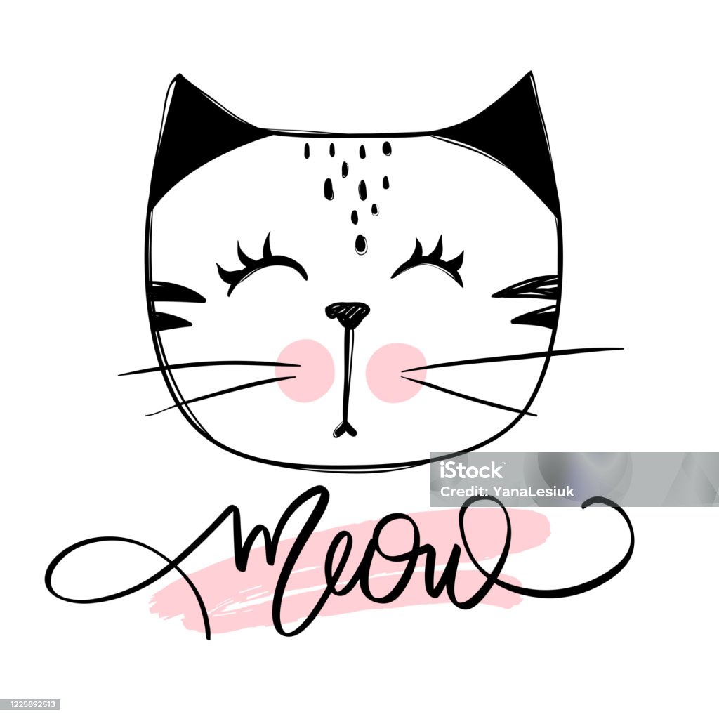 Vector Hình Minh Họa Mèo Dễ Thương Vẽ Tay Mèo Con Sành Điệu Doodle ...