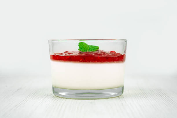 istock Strawberry Jam Panna Cotta with Fresh Mint Leaf 1225895410