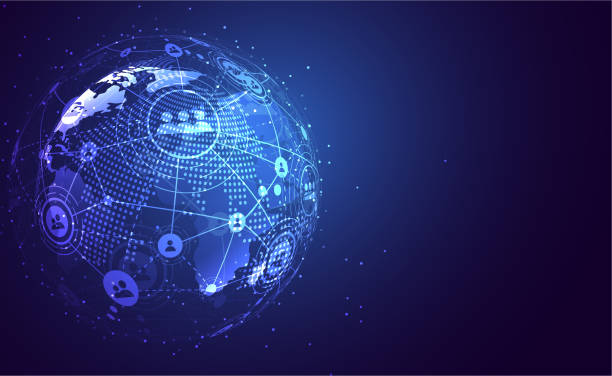 istock Global network connection. World map point and line composition concept of global business. Vector Illustration 1225895578