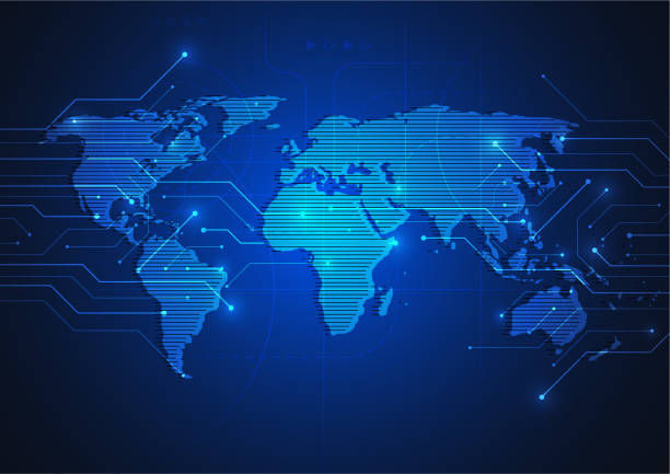 istock Global network connection. World map point and line composition concept of global business. Vector Illustration 1225896215