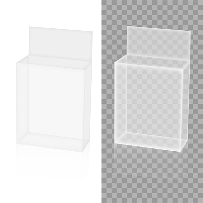 Transparent Box Pdf Realistic Transparency White Paper Or Plastic Packaging Box Vector ...