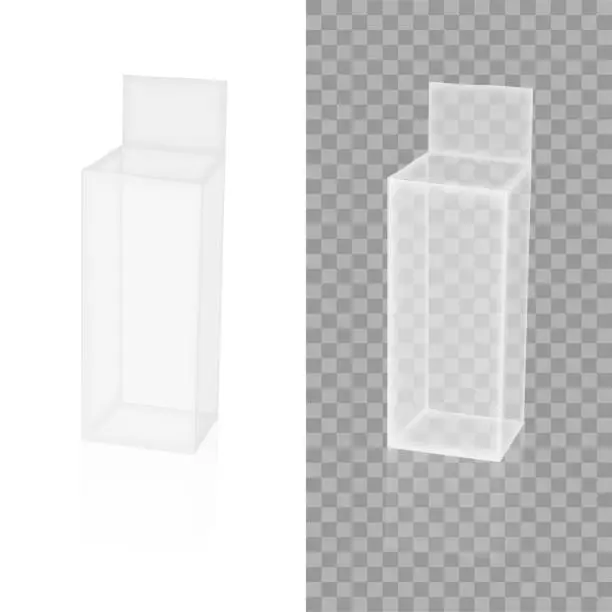 Vector illustration of Realistic transparency white paper or plastic packaging box. Vector