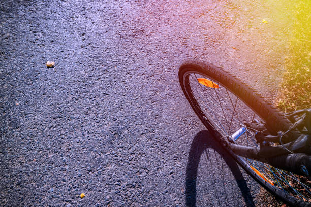 istock Close-up bicycle and asphalt road 1225897935