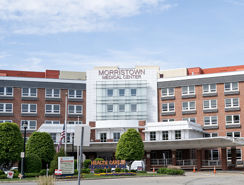 Morristown, New Jersey, USA-May 17, 2020:  Morristown Medical Center services an area hard hit by the Cornavirus.