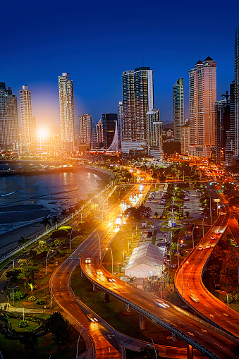 Skyline at sunset Panama City, Panama