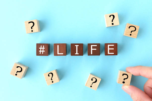 istock Wooden blocks with hashtag life and question mark 1225902667