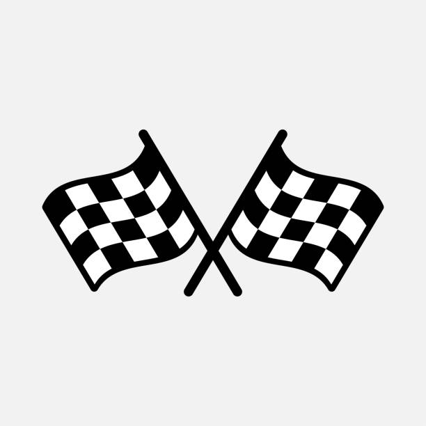 ilustraciones, imágenes clip art, dibujos animados e iconos de stock de bandera de carreras - checkered flag flag auto racing starting line