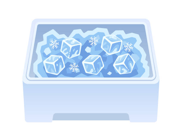 Illustration of a container with ice cubes This is an illustration of a container with ice cubes. polystyrene box stock illustrations