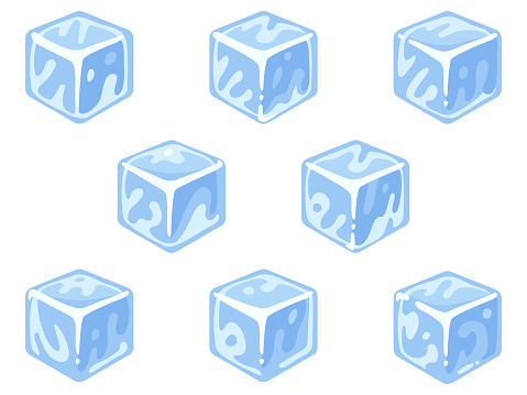 Ice cubes illustration icon set (for white or light background color)