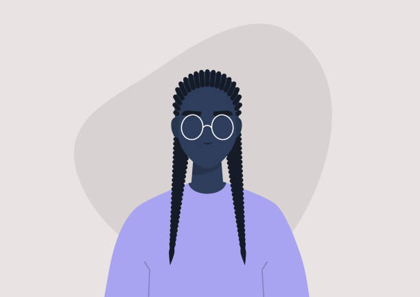 ilustrações de stock, clip art, desenhos animados e ícones de a portrait of an african american girl wearing cornrows, modern style - beauty teenage girls women in a row