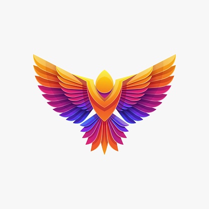 Vector Illustration Bird Color Gradient Colorful Style.
