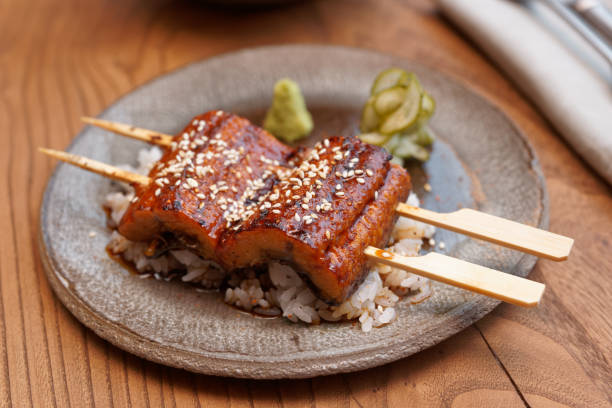 istock Fried unagi eel with barbecue sauce in plate 1225916209