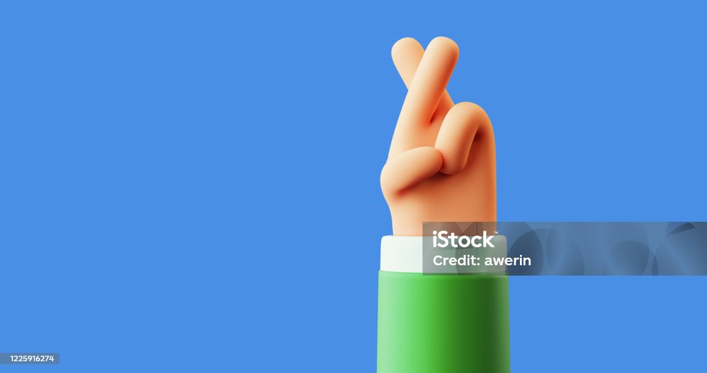Lucky hand pose/sign 3d illustration 3d illustration of hands showing sign of luck Luck Stock Photo