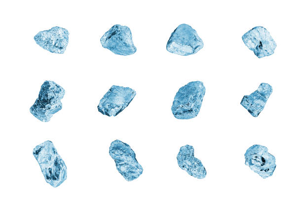 istock Blue gem stones white background isolated closeup, crushed ice cubes set, rough diamonds collection, raw brilliants texture, natural rocks nuggets, group of crystals, mineral samples, gemstone, jewel 1225917236