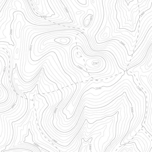 Vector illustration of Background of topographic line contour map, geographic grid map.