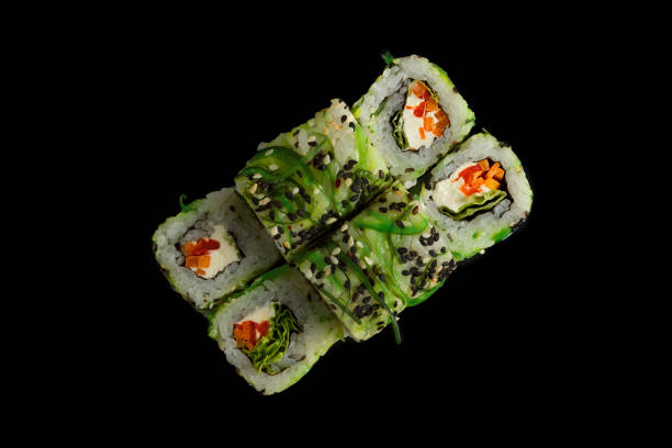 istock Japanese food: Set of salmon sushi and rolls with salmon and eel 1225921335