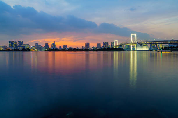 istock Sunset with city skyline and the Rainbow Bridge, Tokyo 1225921439